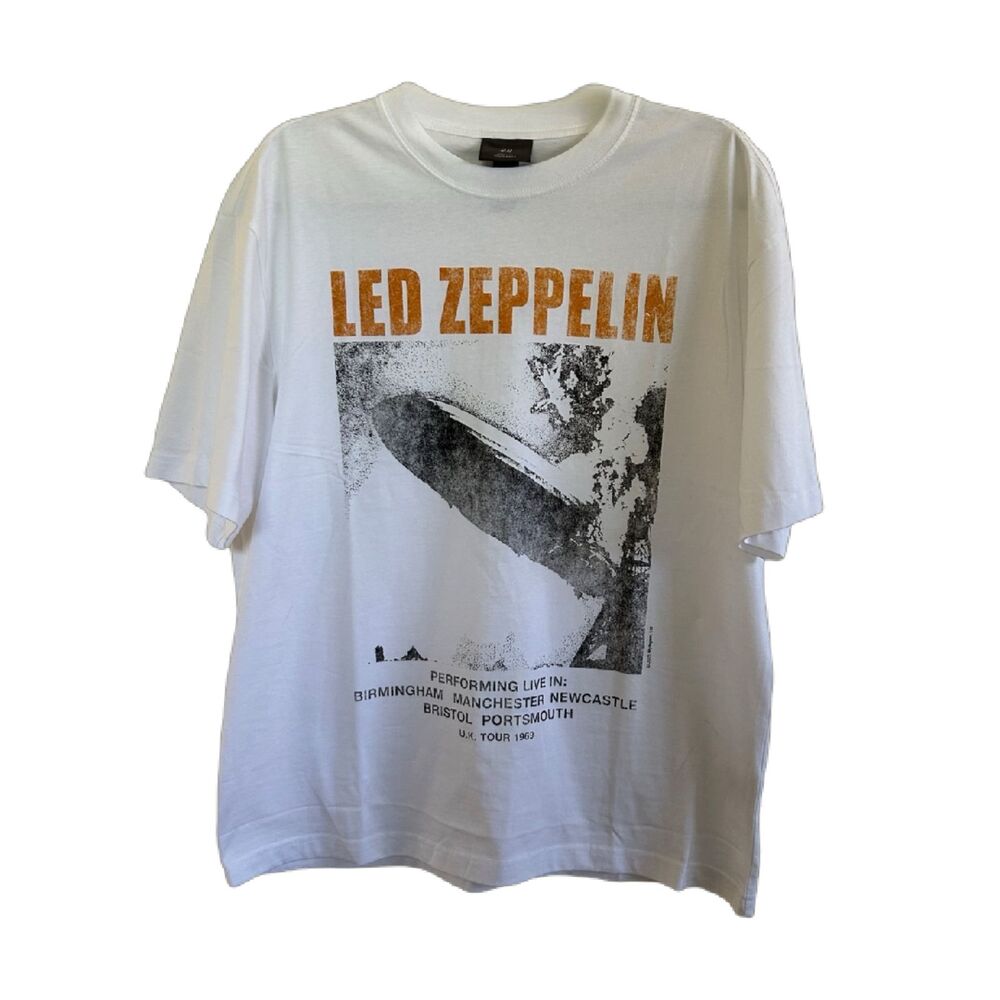 H&M Led Zeppelin White Graphic T-Shirt Official Merch Size S